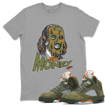 5s Olive shirt to match jordans Dirty Money sneaker tees Air Jordan 5 Olive SNRT Sneaker Release Tees unisex cotton Heather Grey 1 crew neck shirt