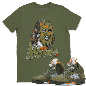 5s Olive shirt to match jordans Dirty Money sneaker tees Air Jordan 5 Olive SNRT Sneaker Release Tees unisex cotton Military Green 1 crew neck shirt