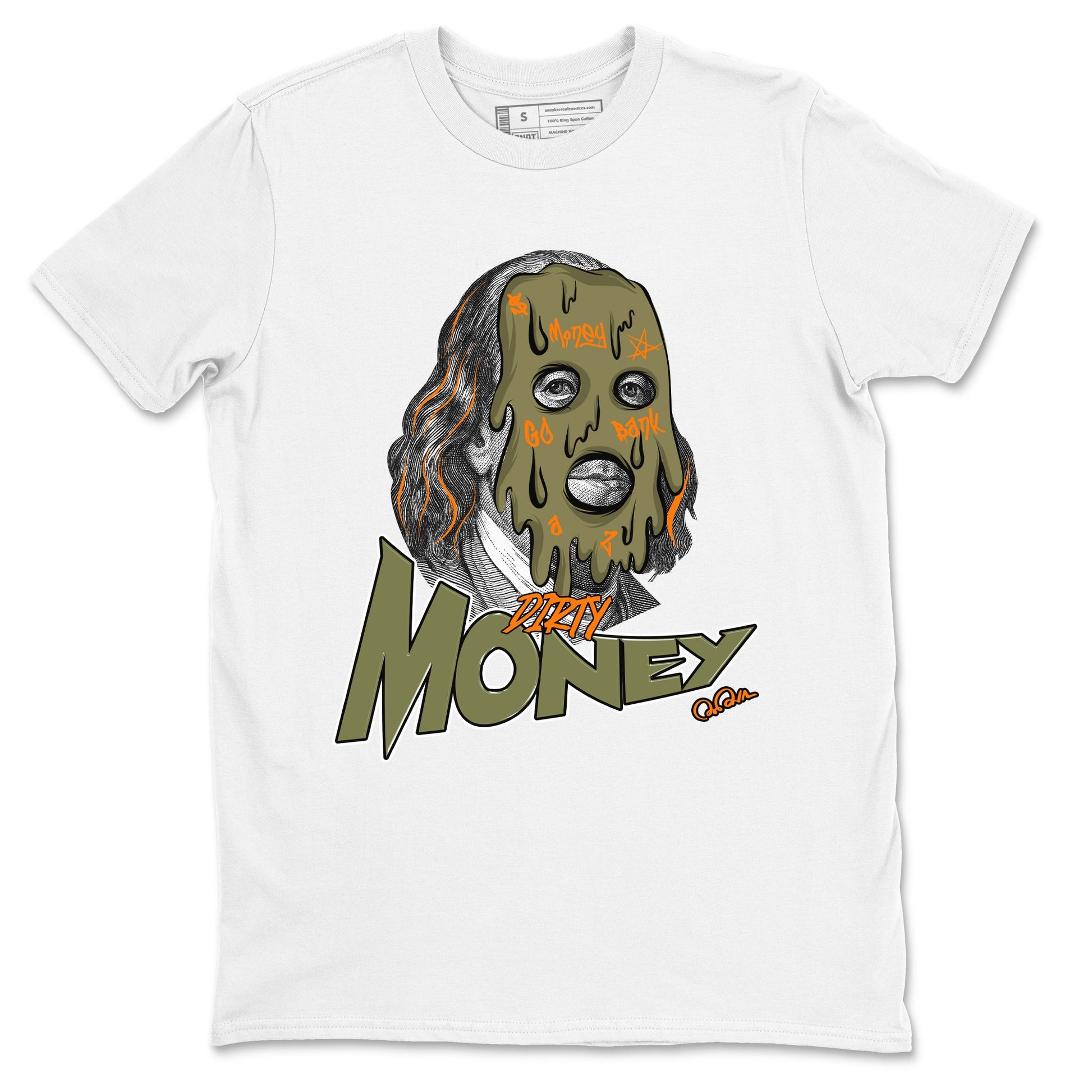 5s Olive shirt to match jordans Dirty Money sneaker tees Air Jordan 5 Olive SNRT Sneaker Release Tees unisex cotton White 2 crew neck shirt
