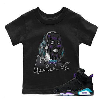 Air Jordan 6 Aqua Sneaker Match Tees Dirty Money Sneaker Tees AJ6 Aqua Sneaker Release Tees Kids Shirts Black 1