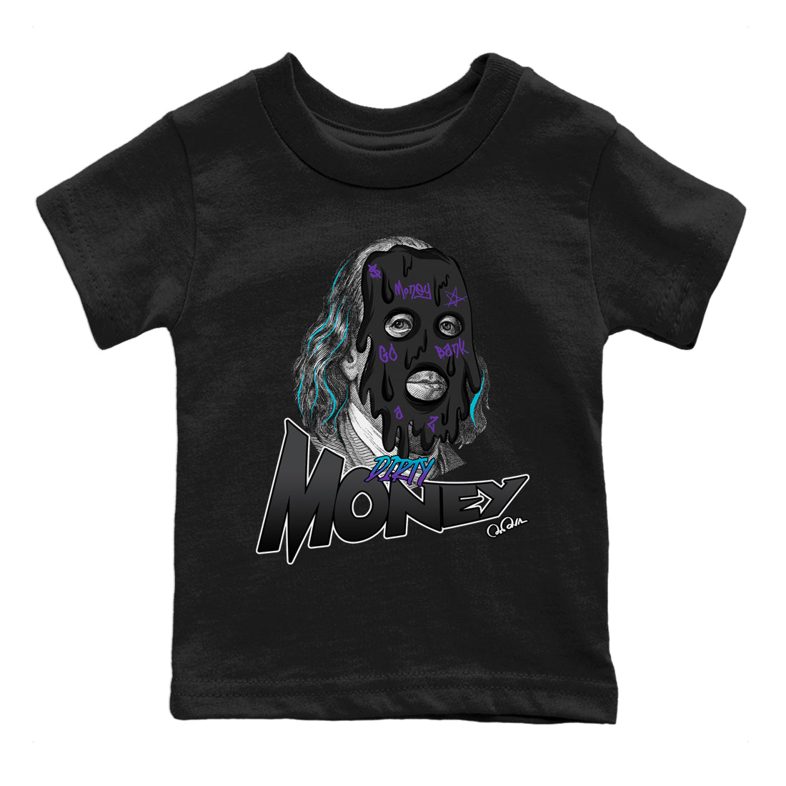 Air Jordan 6 Aqua Sneaker Match Tees Dirty Money Sneaker Tees AJ6 Aqua Sneaker Release Tees Kids Shirts Black 2