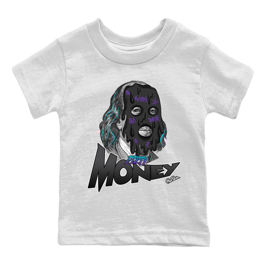 Air Jordan 6 Aqua Sneaker Match Tees Dirty Money Sneaker Tees AJ6 Aqua Sneaker Release Tees Kids Shirts White 2