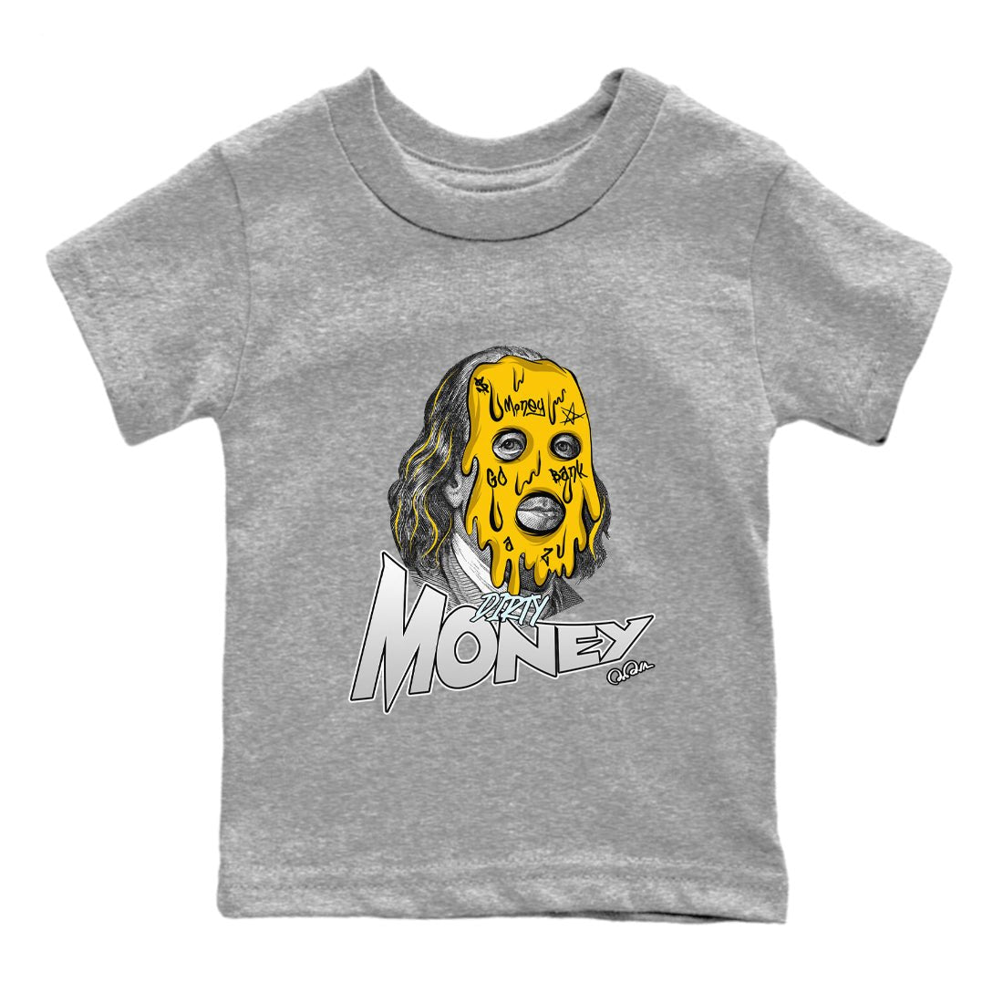 Air Jordan 6 Yellow Ochre shirt to match jordans Dirty Money sneaker tees AJ6 Yellow Ochre SNRT Sneaker Release Tees Baby Toddler Heather Grey 2 T-Shirt