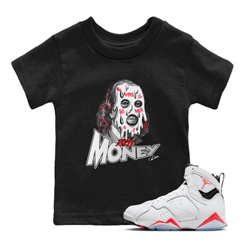 Air Jordan 7 Infrared Sneaker Match Tees Dirty Money Sneaker Tees AJ7 Infrared Sneaker Release Tees Kids Shirts Black 1