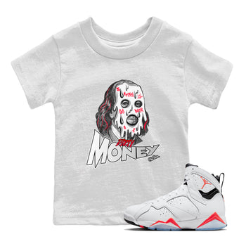 Air Jordan 7 Infrared Sneaker Match Tees Dirty Money Sneaker Tees AJ7 Infrared Sneaker Release Tees Kids Shirts White 1