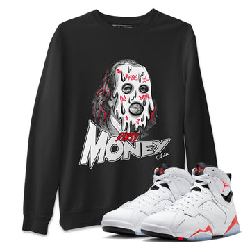 Air Jordan 7 Infrared Sneaker Match Tees Dirty Money Sneaker Tees AJ7 Infrared Sneaker Release Tees Unisex Shirts Black 1