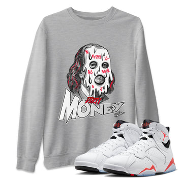 Air Jordan 7 Infrared Sneaker Match Tees Dirty Money Sneaker Tees AJ7 Infrared Sneaker Release Tees Unisex Shirts Heather Grey 1