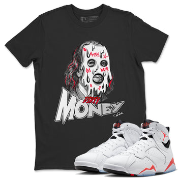 Air Jordan 7 Infrared Sneaker Match Tees Dirty Money Sneaker Tees AJ7 Infrared Sneaker Release Tees Unisex Shirts Black 1