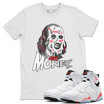 Air Jordan 7 Infrared Sneaker Match Tees Dirty Money Sneaker Tees AJ7 Infrared Sneaker Release Tees Unisex Shirts White 1