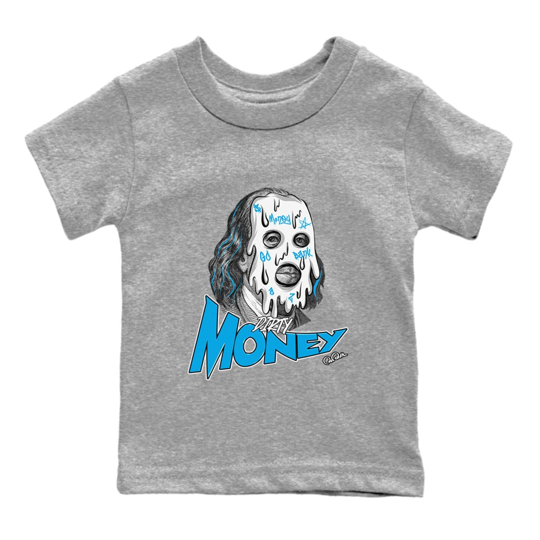 9s Powder Blue shirt to match jordans Dirty Money sneaker tees Air Jordan 9 Powder Blue SNRT sneaker release tees baby toddler Heather Grey 2 cotton Shirt