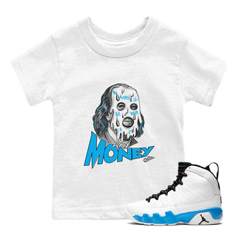 9s Powder Blue shirt to match jordans Dirty Money sneaker tees Air Jordan 9 Powder Blue SNRT sneaker release tees baby toddler White 1 cotton Shirt