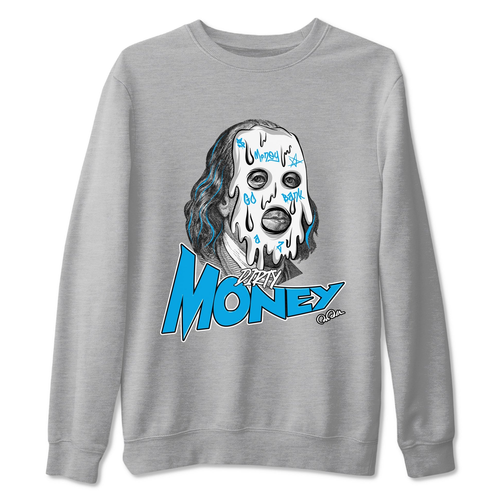 9s Powder Blue shirt to match jordans Dirty Money sneaker tees Air Jordan 9 Powder Blue SNRT Sneaker Release Tees unisex cotton Heather Grey 2 crew neck shirt