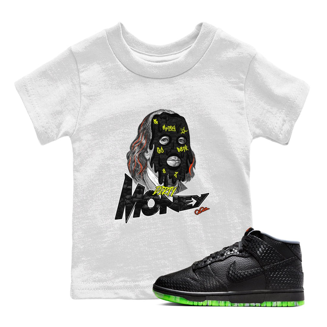 Dunk Mid Premium shirt to match jordans Dirty Money sneaker tees halloween horror nights Nike Dunk Halloween SNRT Sneaker Release Tees Baby Toddler White 1 T-Shirt