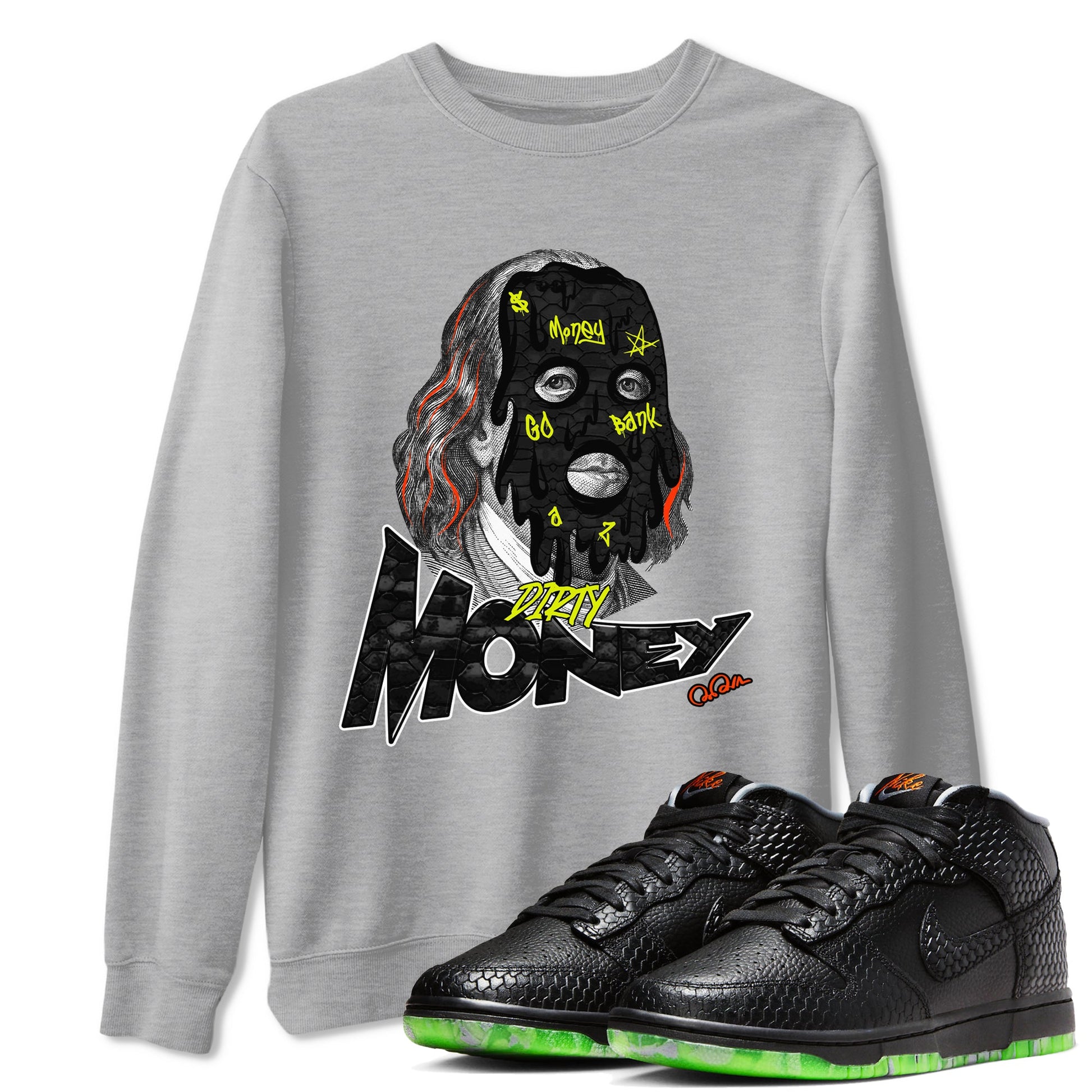 Dunk Mid Premium shirt to match jordans Dirty Money sneaker tees halloween horror nights Nike Dunk Halloween SNRT Sneaker Release Tees Unisex Heather Grey 1 T-Shirt