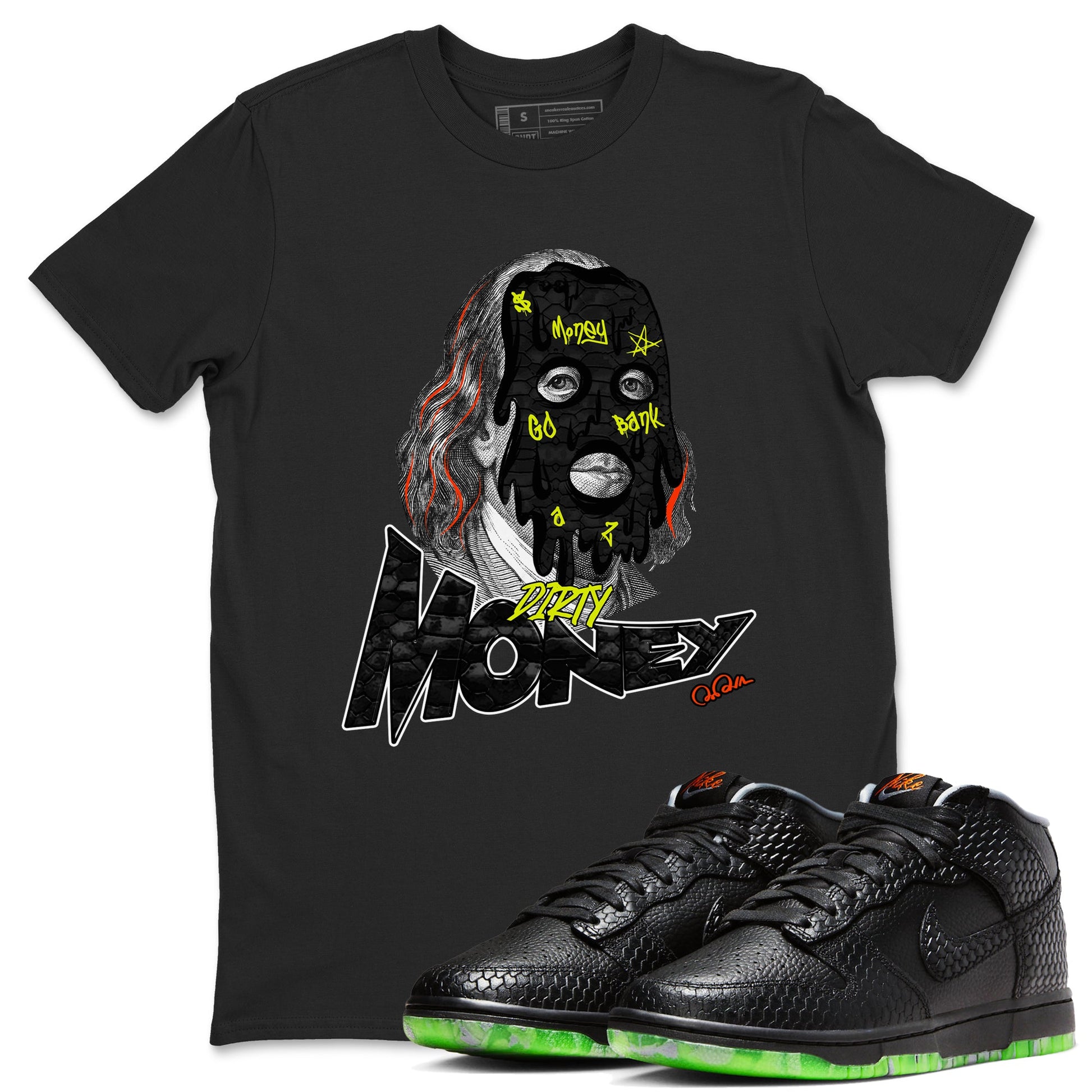 Dunk Mid Premium shirt to match jordans Dirty Money sneaker tees halloween horror nights Nike Dunk Halloween SNRT Sneaker Release Tees Unisex Black 1 T-Shirt