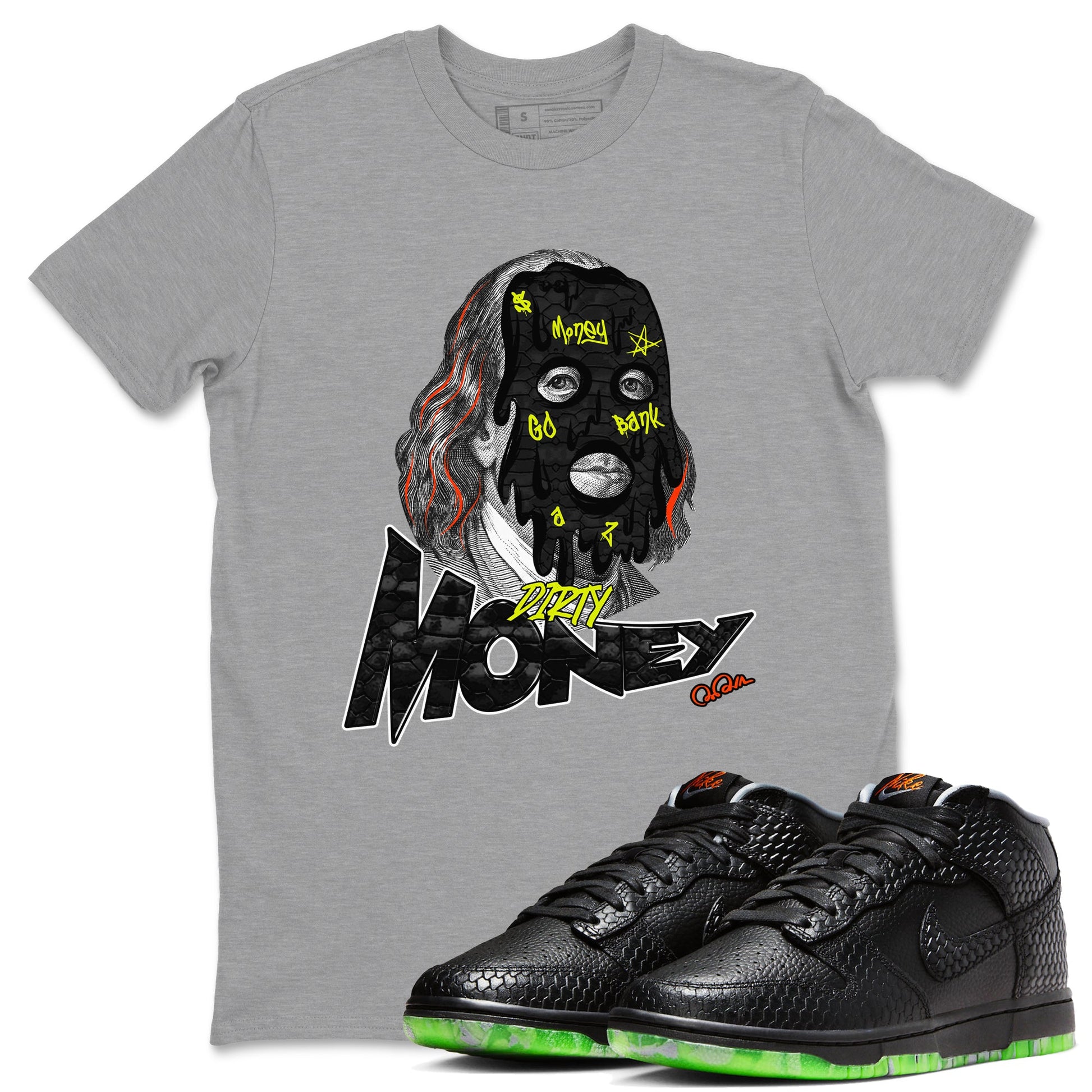 Dunk Mid Premium shirt to match jordans Dirty Money sneaker tees halloween horror nights Nike Dunk Halloween SNRT Sneaker Release Tees Unisex Heather Grey 1 T-Shirt