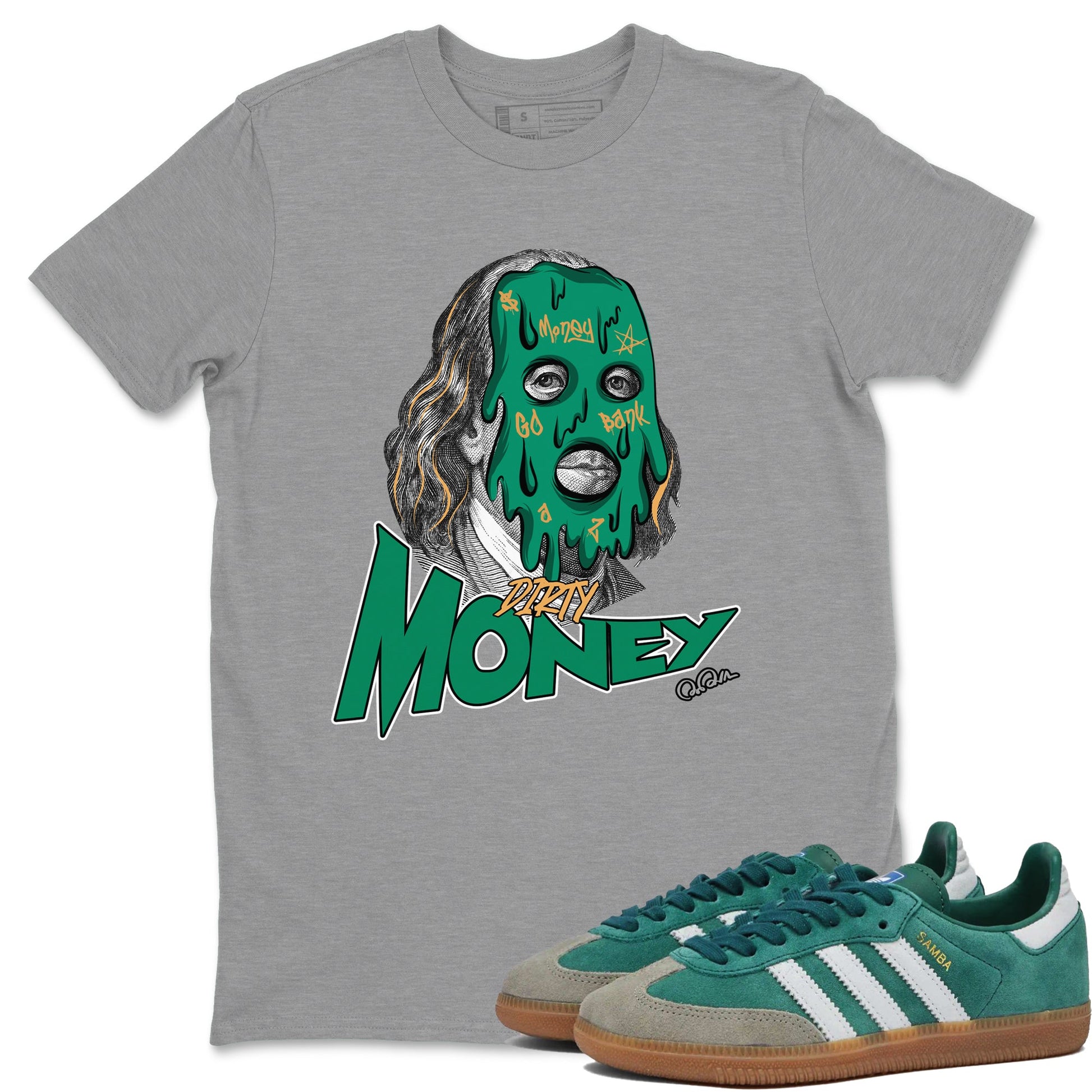 Samba Collegiate Green Gum shirt to match jordans Dirty Money sneaker tees Adidas Green Gum SNRT Sneaker Release Tees Unisex Heather Grey 1 T-Shirt