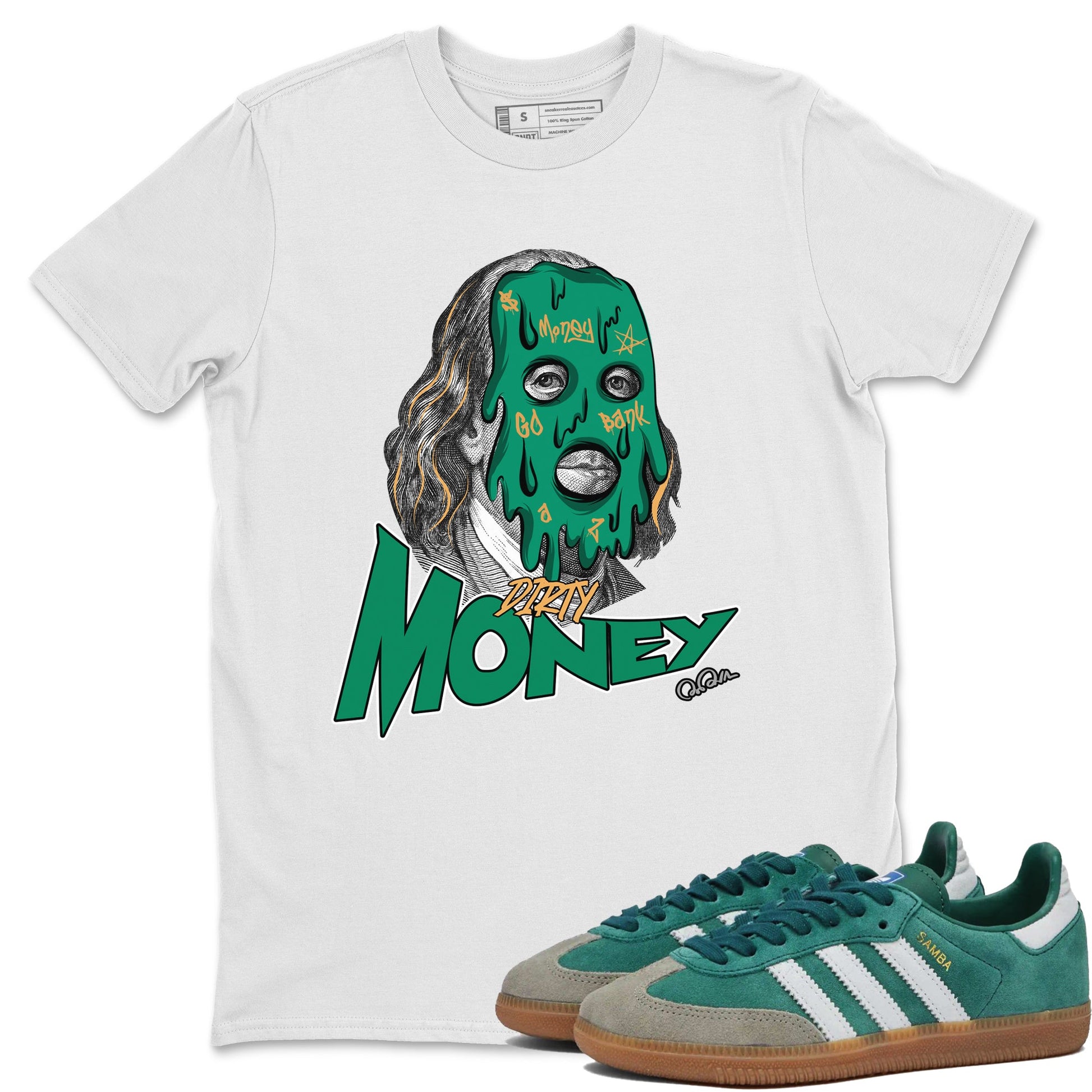 Samba Collegiate Green Gum shirt to match jordans Dirty Money sneaker tees Adidas Green Gum SNRT Sneaker Release Tees Unisex White 1 T-Shirt