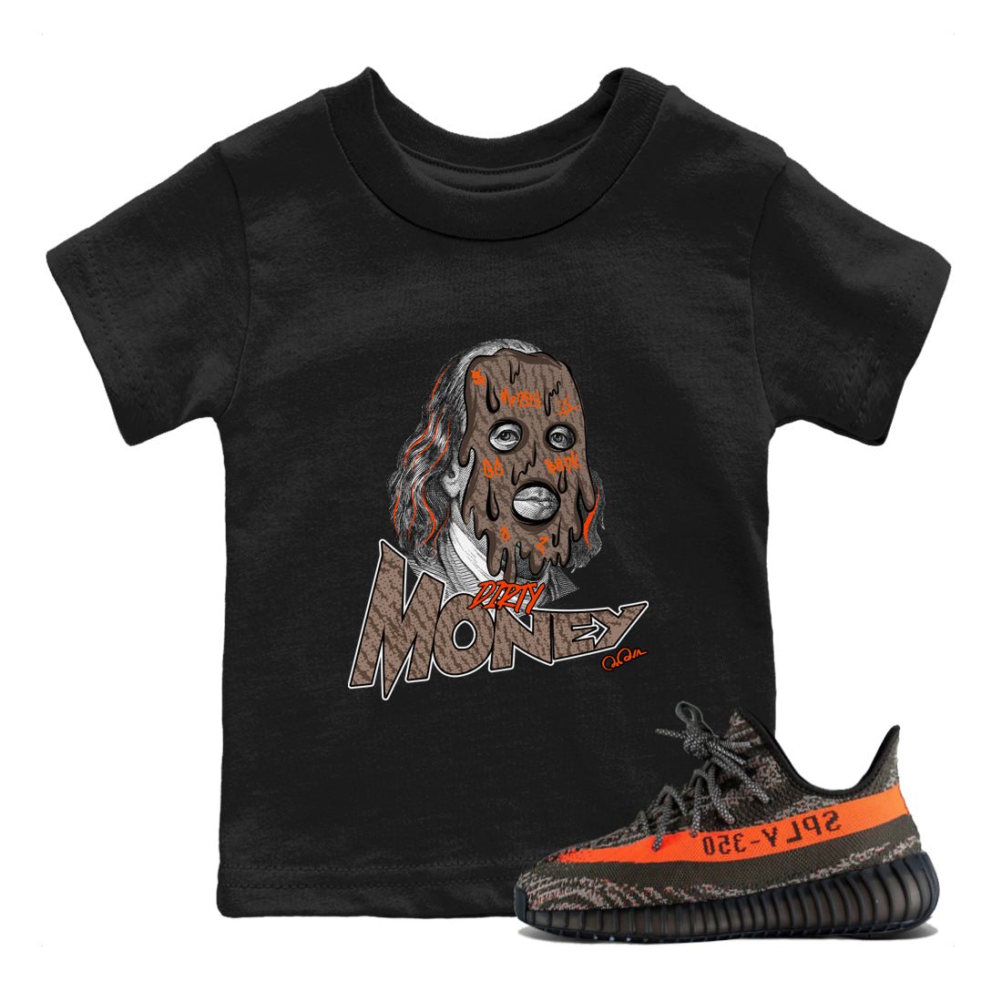 Yeezy 350 Carbon Beluga shirt to match jordans Dirty Money sneaker tees Adidas Yeezy Boost 350 Carbon Beluga SNRT Sneaker Release Tees Baby Toddler Black 1 T-Shirt