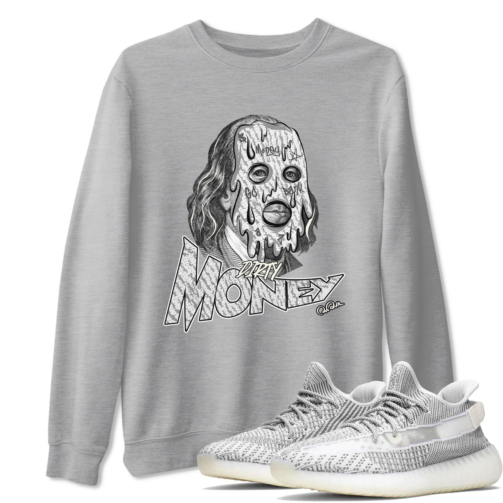 Yeezy 350 Static shirt to match jordans Dirty Money sneaker tees Adidas Yeezy 350 Static SNRT Sneaker Release Tees Unisex Heather Grey 1 T-Shirt