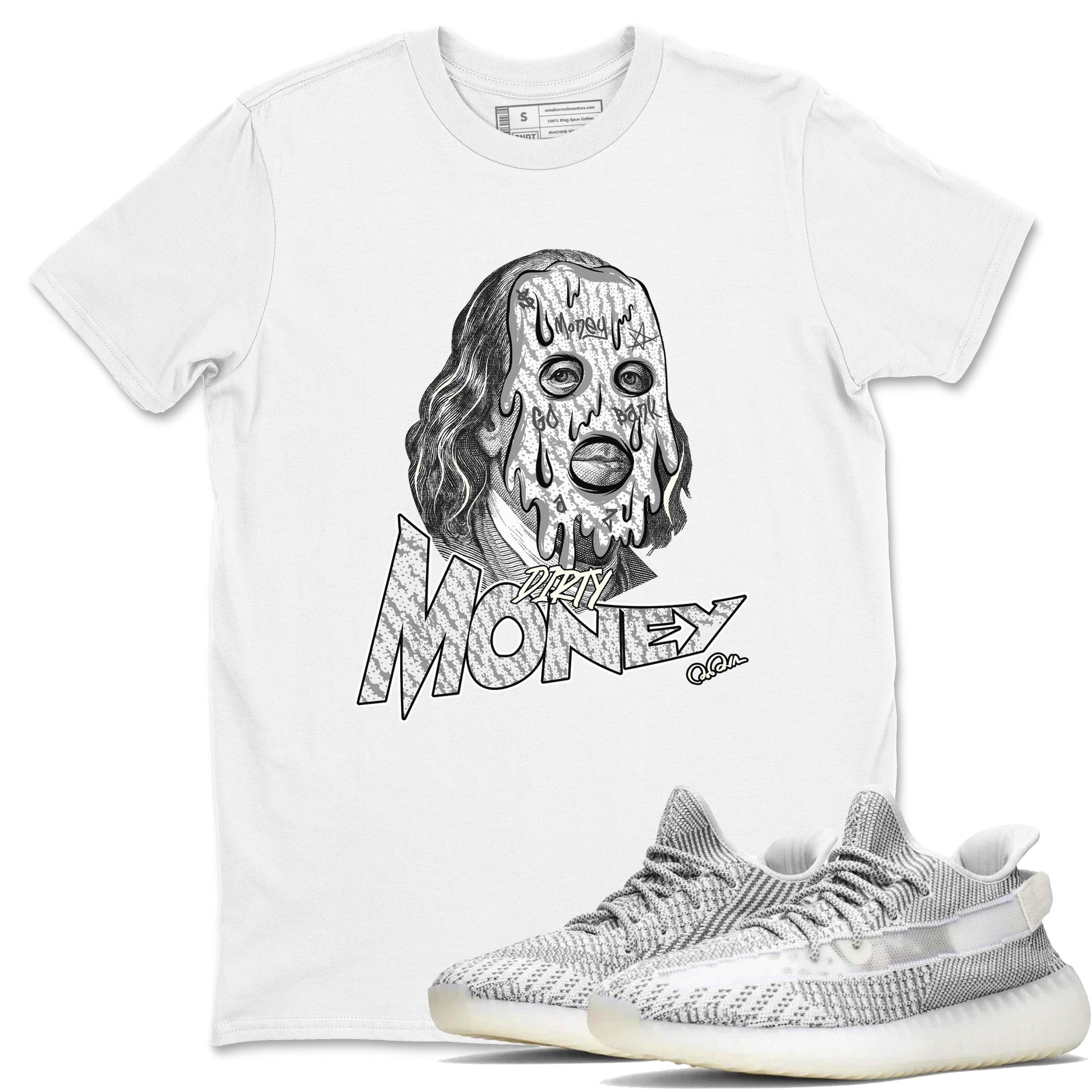 Yeezy 350 Static shirt to match jordans Dirty Money sneaker tees Adidas Yeezy 350 Static SNRT Sneaker Release Tees Unisex White 1 T-Shirt