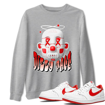 Jordan 1 Low University Red shirt to match jordans Dizzy Face sneakertees AJ1 Low University Red SNRT Sneaker Release Tees Unisex Heather Grey 1 T-Shirt