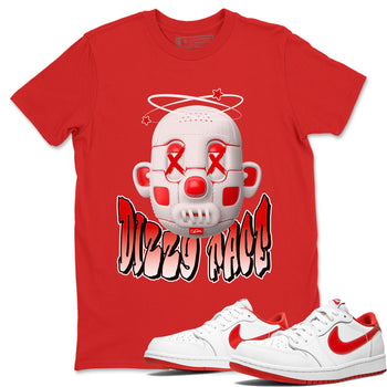 Jordan 1 Low University Red shirt to match jordans Dizzy Face sneakertees AJ1 Low University Red SNRT Sneaker Release Tees Unisex Red 1 T-Shirt