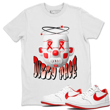 Jordan 1 Low University Red shirt to match jordans Dizzy Face sneakertees AJ1 Low University Red SNRT Sneaker Release Tees Unisex White 1 T-Shirt