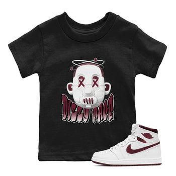 Air Jordan 1 Metallic Burgundy shirt to match jordans Dizzy Face sneaker tees AJ1 Metallic Burgundy SNRT Sneaker Release Tees Baby Toddler Black 1 T-Shirt