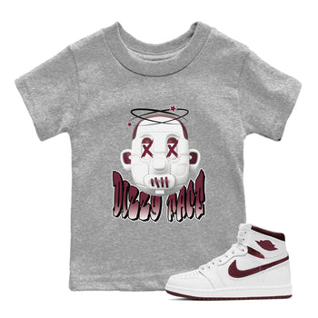 Air Jordan 1 Metallic Burgundy shirt to match jordans Dizzy Face sneaker tees AJ1 Metallic Burgundy SNRT Sneaker Release Tees Baby Toddler Heather Grey 1 T-Shirt
