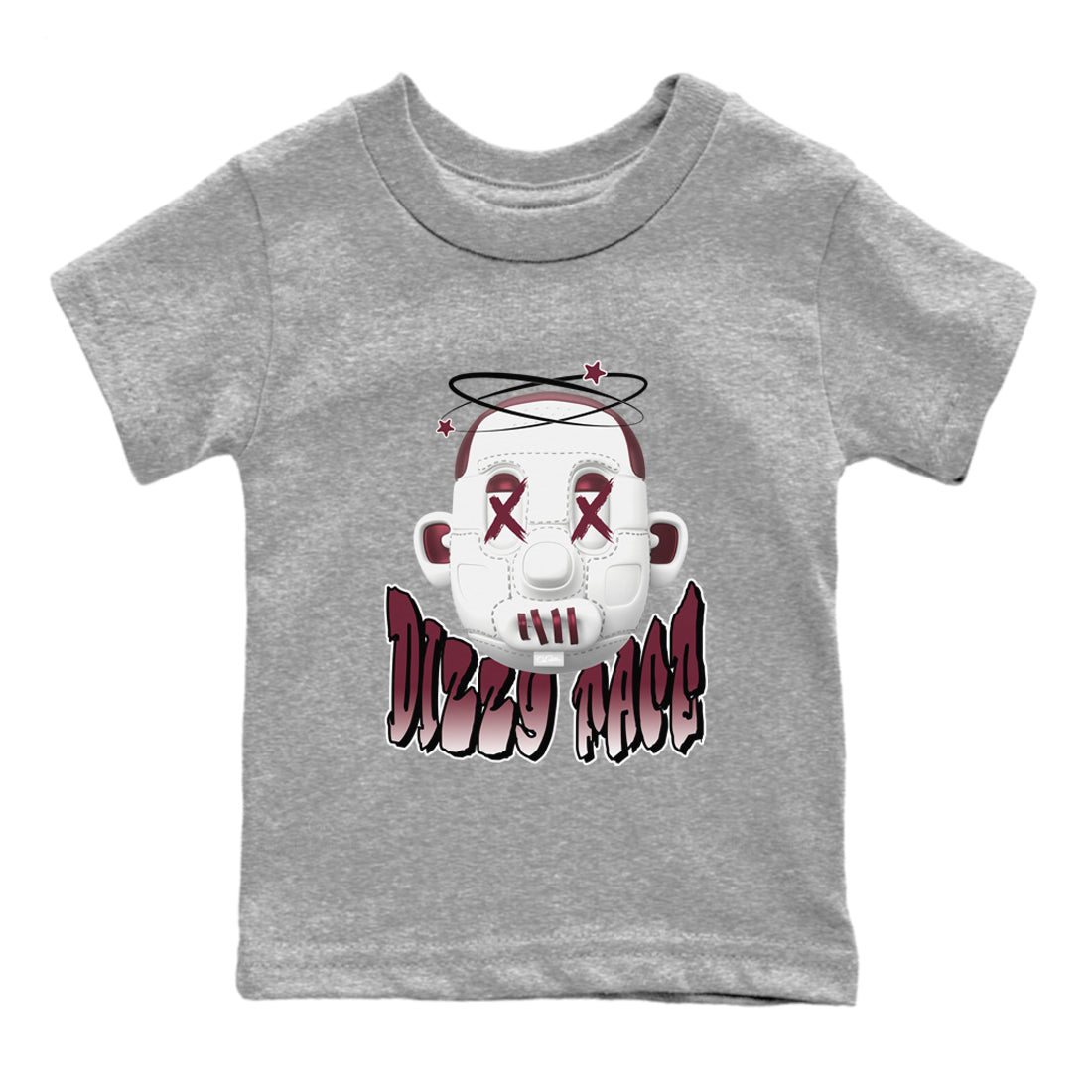 Air Jordan 1 Metallic Burgundy shirt to match jordans Dizzy Face sneaker tees AJ1 Metallic Burgundy SNRT Sneaker Release Tees Baby Toddler Heather Grey 2 T-Shirt
