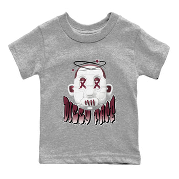 Air Jordan 1 Metallic Burgundy shirt to match jordans Dizzy Face sneaker tees AJ1 Metallic Burgundy SNRT Sneaker Release Tees Baby Toddler Heather Grey 2 T-Shirt