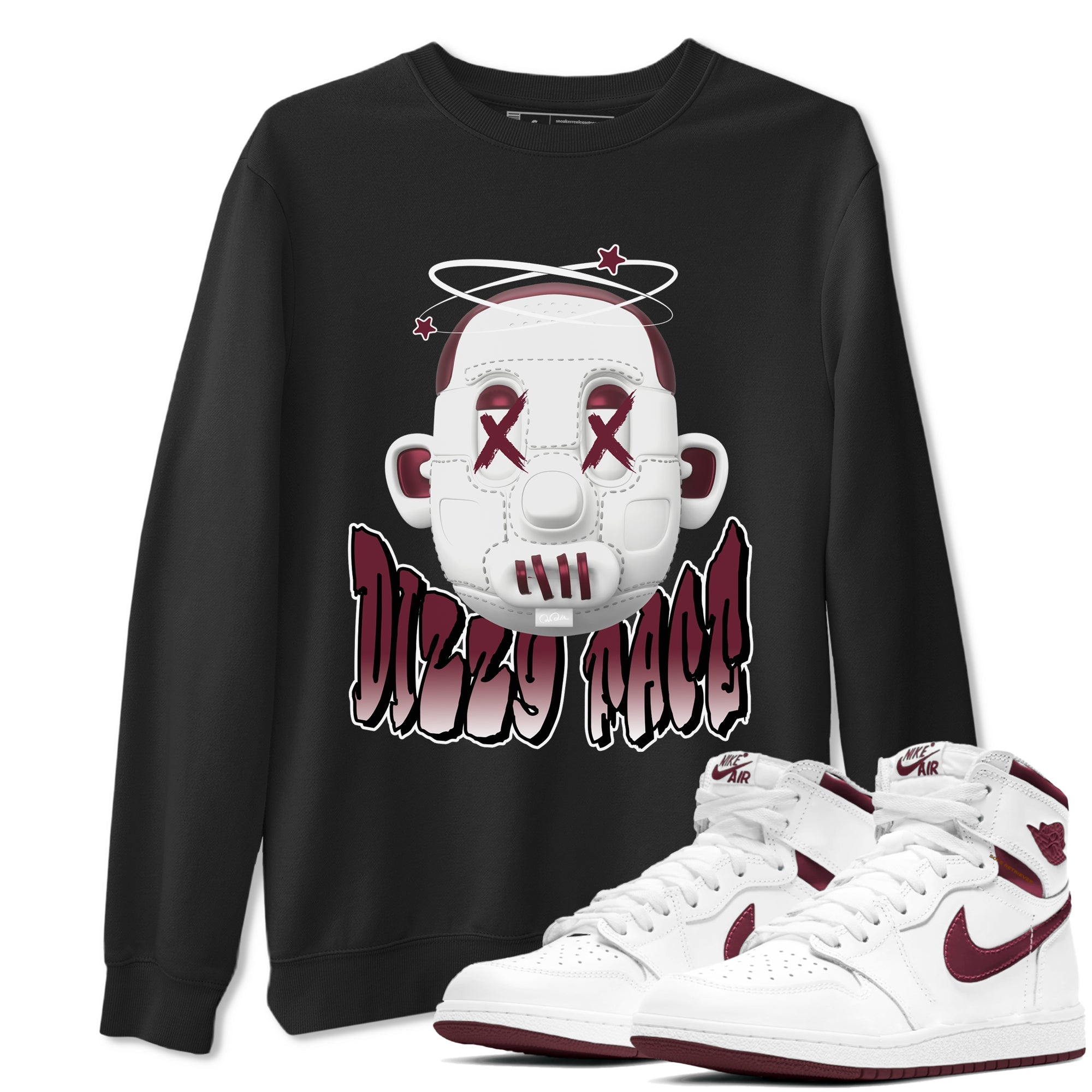 Air Jordan 1 Metallic Burgundy shirt to match jordans Dizzy Face sneaker tees AJ1 Metallic Burgundy SNRT Sneaker Release Tees Unisex Black 1 T-Shirt