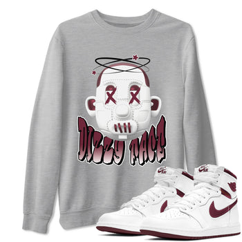 Air Jordan 1 Metallic Burgundy shirt to match jordans Dizzy Face sneaker tees AJ1 Metallic Burgundy SNRT Sneaker Release Tees Unisex Heather Grey 1 T-Shirt