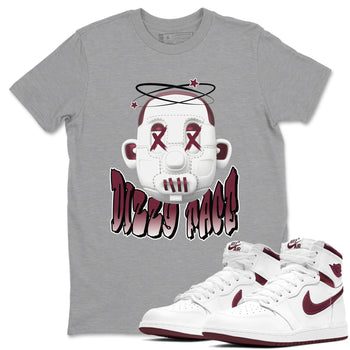 Air Jordan 1 Metallic Burgundy shirt to match jordans Dizzy Face sneaker tees AJ1 Metallic Burgundy SNRT Sneaker Release Tees Unisex Heather Grey 1 T-Shirt