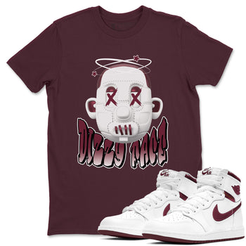 Air Jordan 1 Metallic Burgundy shirt to match jordans Dizzy Face sneaker tees AJ1 Metallic Burgundy SNRT Sneaker Release Tees Unisex Maroon 1 T-Shirt