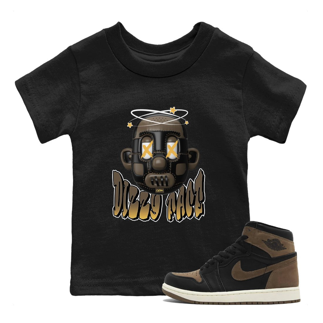 Air Jordan 1 Palomino shirt to match jordans Dizzy Face sneaker tees AJ1 High Palomino SNRT Sneaker Release Tees Baby Toddler Black 1 T-Shirt