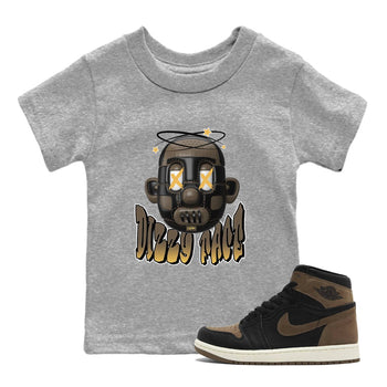 Air Jordan 1 Palomino shirt to match jordans Dizzy Face sneaker tees AJ1 High Palomino SNRT Sneaker Release Tees Baby Toddler Heather Grey 1 T-Shirt