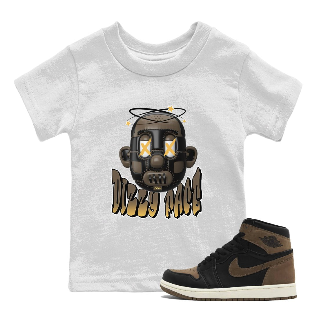 Air Jordan 1 Palomino shirt to match jordans Dizzy Face sneaker tees AJ1 High Palomino SNRT Sneaker Release Tees Baby Toddler White 1 T-Shirt