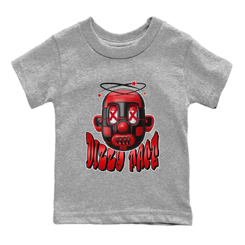 Air Jordan 1 Satin Bred Sneaker Match Tees Dizzy Face Sneaker Tees AJ1 Satin Bred Sneaker Release Tees Kids Shirts Heather Grey 2
