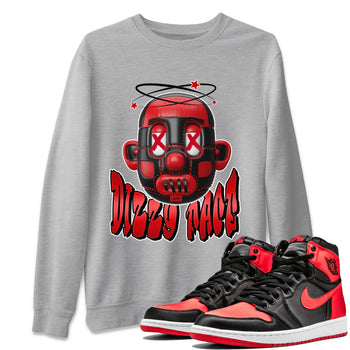 Air Jordan 1 Satin Bred Sneaker Match Tees Dizzy Face Sneaker Tees AJ1 Satin Bred Sneaker Release Tees Unisex Shirts Heather Grey 1