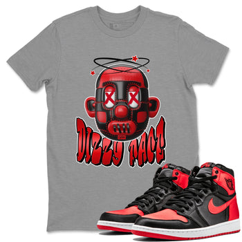 Air Jordan 1 Satin Bred Sneaker Match Tees Dizzy Face Sneaker Tees AJ1 Satin Bred Sneaker Release Tees Unisex Shirts Heather Grey 1