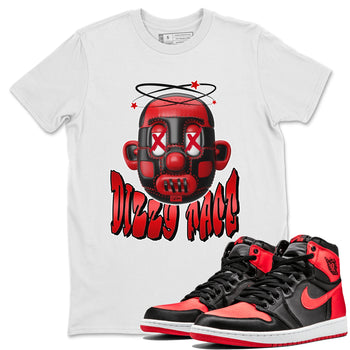 Air Jordan 1 Satin Bred Sneaker Match Tees Dizzy Face Sneaker Tees AJ1 Satin Bred Sneaker Release Tees Unisex Shirts White 1
