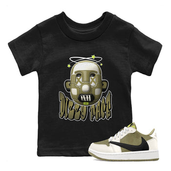 Air Jordan 1 Travis Scott Golf shirt to match jordans Dizzy Face sneaker tees AJ1 lowTravis Scott Golf SNRT Sneaker Release Tees Baby Toddler Black 1 T-Shirt