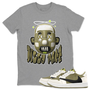 Air Jordan 1 Travis Scott Golf shirt to match jordans Dizzy Face sneaker tees AJ1 lowTravis Scott Golf SNRT Sneaker Release Tees Unisex Heather Grey 1 T-Shirt