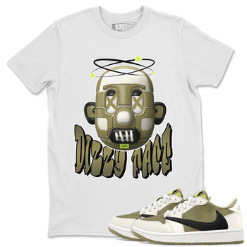 Air Jordan 1 Travis Scott Golf shirt to match jordans Dizzy Face sneaker tees AJ1 lowTravis Scott Golf SNRT Sneaker Release Tees Unisex White 1 T-Shirt