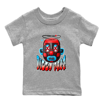 Air Jordan 1 UNC to Chicago Sneaker Match Tees Dizzy Face Sneaker Tees AJ1 UNC to Chicago Sneaker Release Tees Kids Shirts Heather Grey 2