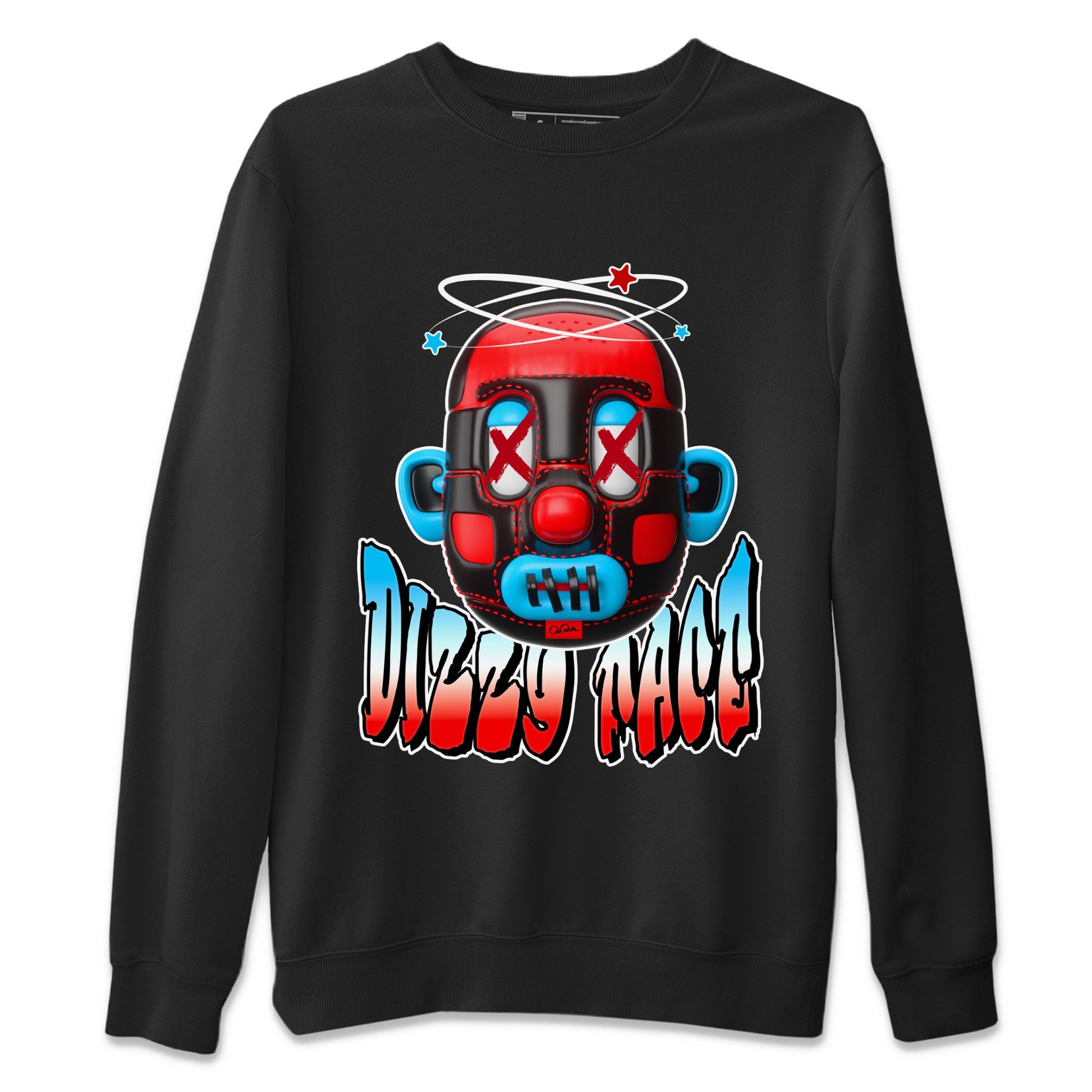 Air Jordan 1 UNC to Chicago Sneaker Match Tees Dizzy Face Sneaker Tees AJ1 UNC to Chicago Sneaker Release Tees Unisex Shirts Black 2