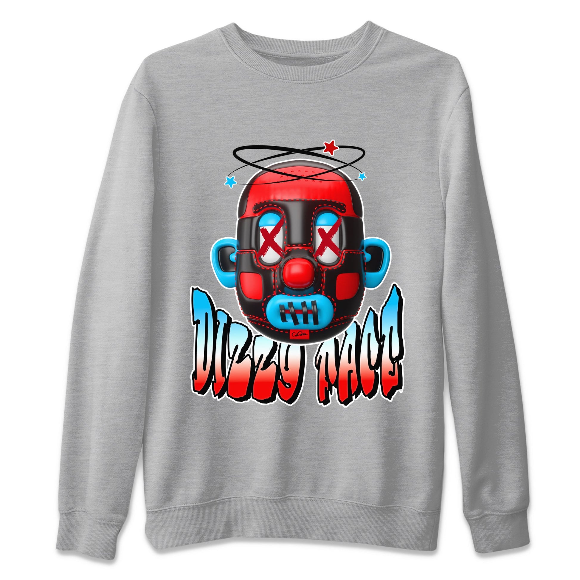 Air Jordan 1 UNC to Chicago Sneaker Match Tees Dizzy Face Sneaker Tees AJ1 UNC to Chicago Sneaker Release Tees Unisex Shirts Heather Grey 2