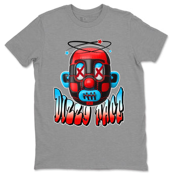 Air Jordan 1 UNC to Chicago Sneaker Match Tees Dizzy Face Sneaker Tees AJ1 UNC to Chicago Sneaker Release Tees Unisex Shirts Heather Grey 2